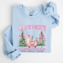 XXXL Light Blue Saint Nick's Christmas Tree Farm Retro Winter Santa Snow Xmas Seasonal Sweatshirt