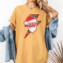 Medium Mustard Santa Baby Lightning Bolt Christmas Retro Rock And Roll Vintage Holiday Vibe Comfort Colors Tee