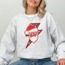 XXL Ash Light Gray Santa Baby Lightning Bolt Christmas Retro Rock And Roll Spirit Vintage Sweatshirt