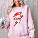 Medium Light Pink Santa Baby Lightning Bolt Christmas Retro Rock And Roll Spirit Vintage Sweatshirt