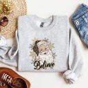 Medium Ash Light Gray Santa Believe Retro Snowflakes Christmas Winter Snow Xmas Holiday Edition Sweatshirt