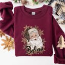 XXXL Maroon Santa Believe Retro Snowflakes Christmas Winter Snow Xmas Holiday Edition Sweatshirt