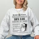  Santa Claus Is Coming To Town Newspaper Winter Snow Xmas Edition Vintage Graphic Sweatshirt