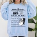 XL Light Blue Santa Claus Is Coming To Town Newspaper Winter Snow Xmas Edition Vintage Graphic Sweatshirt