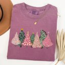 Large Berry Red Sketched Christmas Trees Christmas Heart Vibrant Winter Snow Xmas Comfort Colors Tee