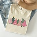 Small Ivory Cream Sketched Christmas Trees Christmas Heart Vibrant Winter Snow Xmas Comfort Colors Tee
