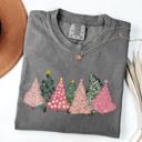 Large Pepper Dark Gray Sketched Christmas Trees Christmas Heart Vibrant Winter Snow Xmas Comfort Colors Tee