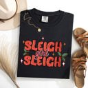  Sleigh Girl Sleigh Christmas Holly Retro Santa Xmas Seasonal Graphic Ornament Comfort Colors Tee