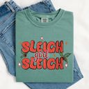 XXXL Light Green Sleigh Girl Sleigh Christmas Holly Retro Santa Xmas Seasonal Graphic Ornament Comfort Colors Tee