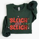 Small Forest Green Sleigh Girl Sleigh Christmas Holly Retro Santa Xmas Festive Holiday Vintage Sweatshirt