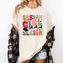 Medium Ivory Cream Sleigh Girl Sleigh Santa Christmas Reindeer Winter Xmas Holiday Comfort Colors Tee