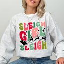  Sleigh Girl Sleigh Santa Christmas Reindeer Winter Xmas Cozy Fleece Holiday Print Sweatshirt