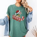 Large Light Green Sleighing It Cute Kitty Cat Christmas Santa Xmas Holiday Cheer Snow Globe Edition Comfort Colors Tee