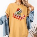 XXL Mustard Sleighing It Cute Kitty Cat Christmas Santa Xmas Holiday Cheer Snow Globe Edition Comfort Colors Tee