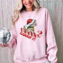 Sleighing It Cute Kitty Christmas Santa Xmas Winter Fun Cozy Fleece Warm Sweatshirt