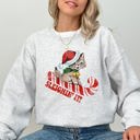Medium Ash Light Gray Sleighing It Cute Kitty Christmas Santa Xmas Winter Fun Cozy Fleece Warm Sweatshirt