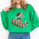 XXXL Irish Bright Green Sleighing It Cute Kitty Christmas Santa Xmas Winter Fun Cozy Fleece Warm Sweatshirt