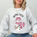 Large Ash Light Gray Snow Bougie Snowman Christmas Winter Xmas Festive Cozy Holiday Vibes Warm Seasonal Sweatshirt