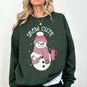 Small Forest Green Snow Bougie Snowman Christmas Winter Xmas Festive Cozy Holiday Vibes Warm Seasonal Sweatshirt