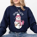 Small Navy Snow Bougie Snowman Christmas Winter Xmas Festive Cozy Holiday Vibes Warm Seasonal Sweatshirt