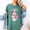 Large Light Green Snow Cute Bougie Snowman Christmas Winter Xmas Cozy Holiday Edition Comfort Colors Tee