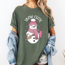 Large Moss Dark Green Snow Cute Bougie Snowman Christmas Winter Xmas Cozy Holiday Edition Comfort Colors Tee