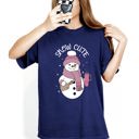 Medium Navy Snow Cute Bougie Snowman Christmas Winter Xmas Cozy Holiday Edition Comfort Colors Tee