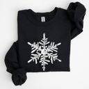 Medium Black Snowflake Beautiful Winter Christmas Snow Xmas Cozy Holiday Pattern Graphic Sweatshirt