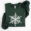 Large Forest Green Snowflake Beautiful Winter Christmas Snow Xmas Cozy Holiday Pattern Graphic Sweatshirt