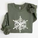 Small Military Green Snowflake Beautiful Winter Christmas Snow Xmas Cozy Holiday Pattern Graphic Sweatshirt