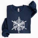 XL Navy Snowflake Beautiful Winter Christmas Snow Xmas Cozy Holiday Pattern Graphic Sweatshirt