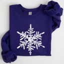 XL Purple Snowflake Beautiful Winter Christmas Snow Xmas Cozy Holiday Pattern Graphic Sweatshirt