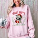 Large Light Pink Sorry Santa I've Been Feral Raccoon Holiday Season Hot Chocolate Christmas Sweatshirt