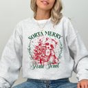 XXL Ash Light Gray Sorta Merry, Sorta Feral Raccoon Christmas Whimsical Humor and Mischief Sweatshirt