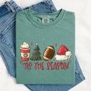  Tis The Season Christmas Football Santa Tree Coffee Winter Xmas Comfort Colors Tee