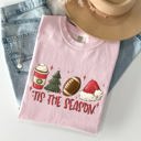 XXL Blossom Light Pink Tis The Season Christmas Football Santa Tree Coffee Winter Xmas Comfort Colors Tee