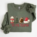 XXL Military Green Tis The Season Christmas Football Santa Tree Coffee Winter Xmas Cozy Collection Sweatshirt