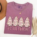  Tis The Season Pink Christmas Cakes Cute Treat Winter Santa Xmas Comfort Colors Tee