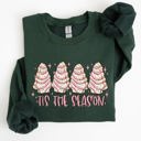 Small Forest Green Tis The Season Christmas Cakes Santa Xmas Winter Holiday Cheer And Treats Sweatshirt