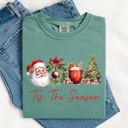  Tis The Season Retro Santa Coffee Christmas Tree Xmas Holiday Edition Comfort Colors Tee