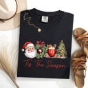 Small Black Tis The Season Retro Santa Coffee Christmas Tree Xmas Holiday Edition Comfort Colors Tee