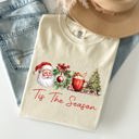 Large Ivory Cream Tis The Season Retro Santa Coffee Christmas Tree Xmas Holiday Edition Comfort Colors Tee
