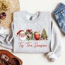 XXL Ash Light Gray Tis The Season Retro Santa Coffee Christmas Tree Xmas Festive Holiday Sweatshirt