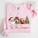 XXL Light Pink Tis The Season Retro Santa Coffee Christmas Tree Xmas Festive Holiday Sweatshirt