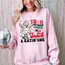 XXXL Light Pink Torn Between Looking Like A Snack And Eating One Christmas Cakes Santa Winter Xmas Sweatshirt