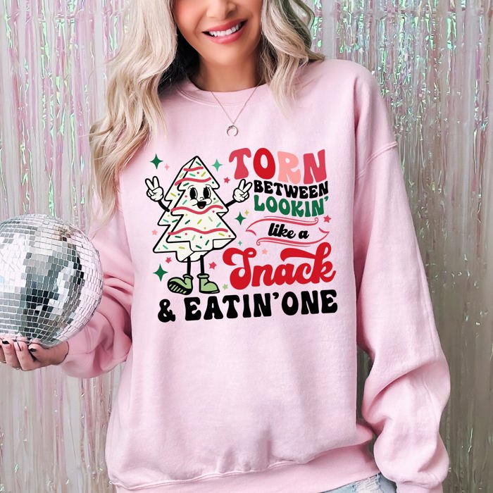 Torn Between Looking Like A Snack And Eating One Christmas Cakes Santa Winter Xmas Sweatshirt