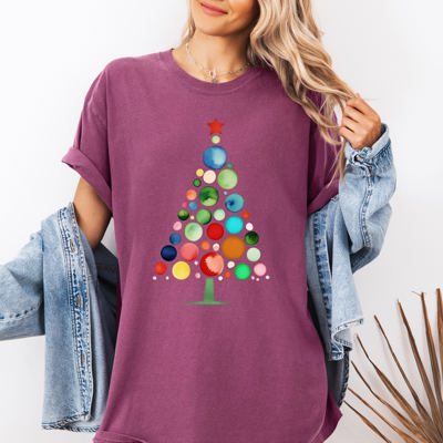 Watercolor Decorations Christmas Tree Retro Vintage Winter Snow Xmas Comfort Colors Tee