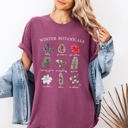  Winter Botanicals Holly Poinsettia Pine Tree Snow Xmas Holiday Floral Comfort Colors Tee