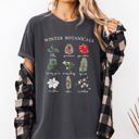 XL Pepper Dark Gray Winter Botanicals Holly Poinsettia Pine Tree Snow Xmas Holiday Floral Comfort Colors Tee