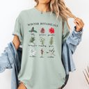 XXXL Bay Light Sage Winter Botanicals Holly Poinsettia Pine Tree Snow Xmas Holiday Floral Comfort Colors Tee